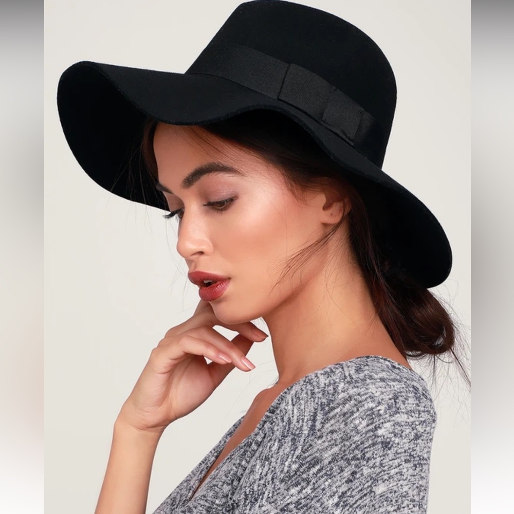 Brixton Piper Black Wool Floppy Brim Hat Size M NWT